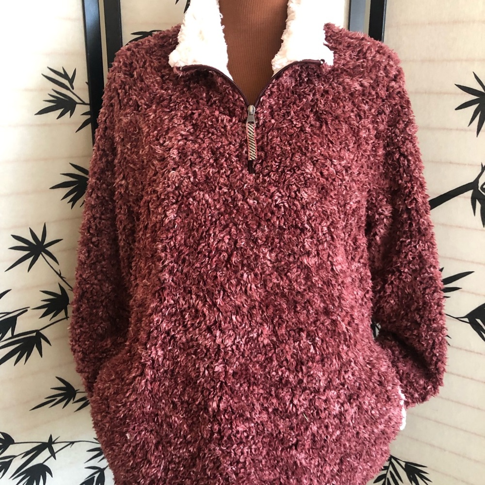 HOT DEAL! Weatherproof Vintage Long Sleeve Fleece Pullover Size L Rustic Red - Picture 6 of 11